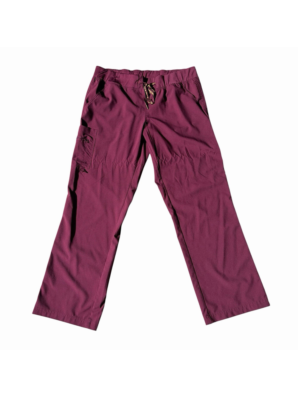 Med Couture Activate Scrub Pants Wine L Solid Knit 4-Way Stretch Style 8747